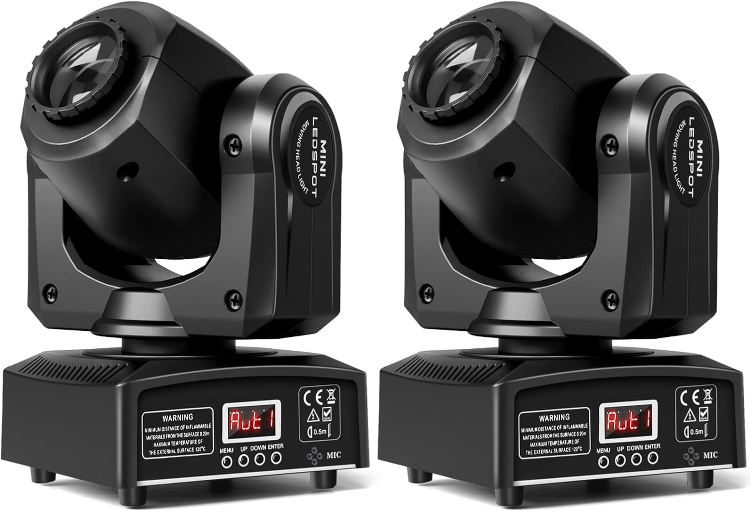 U`King 25W DMX 512 Moving Head Stage Lights - 8 Gobos, 8 Colors, 11 Channels Sound Activated Spotlights for Wedding, DJ, Party & Stage Lighting (2 Pack) - Perfect for Nightclubs, Concerts and Live Performances