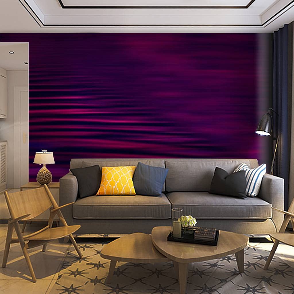Self-Adhesive Removable Wallpaper Mural - Colorful Neon Stripe Design with Purple & Blue Glitter Texture | Peel & Stick Wall Decor for Living Room, Bedroom, Home Office | Perfect for Holiday Decor & DIY Home Crafts