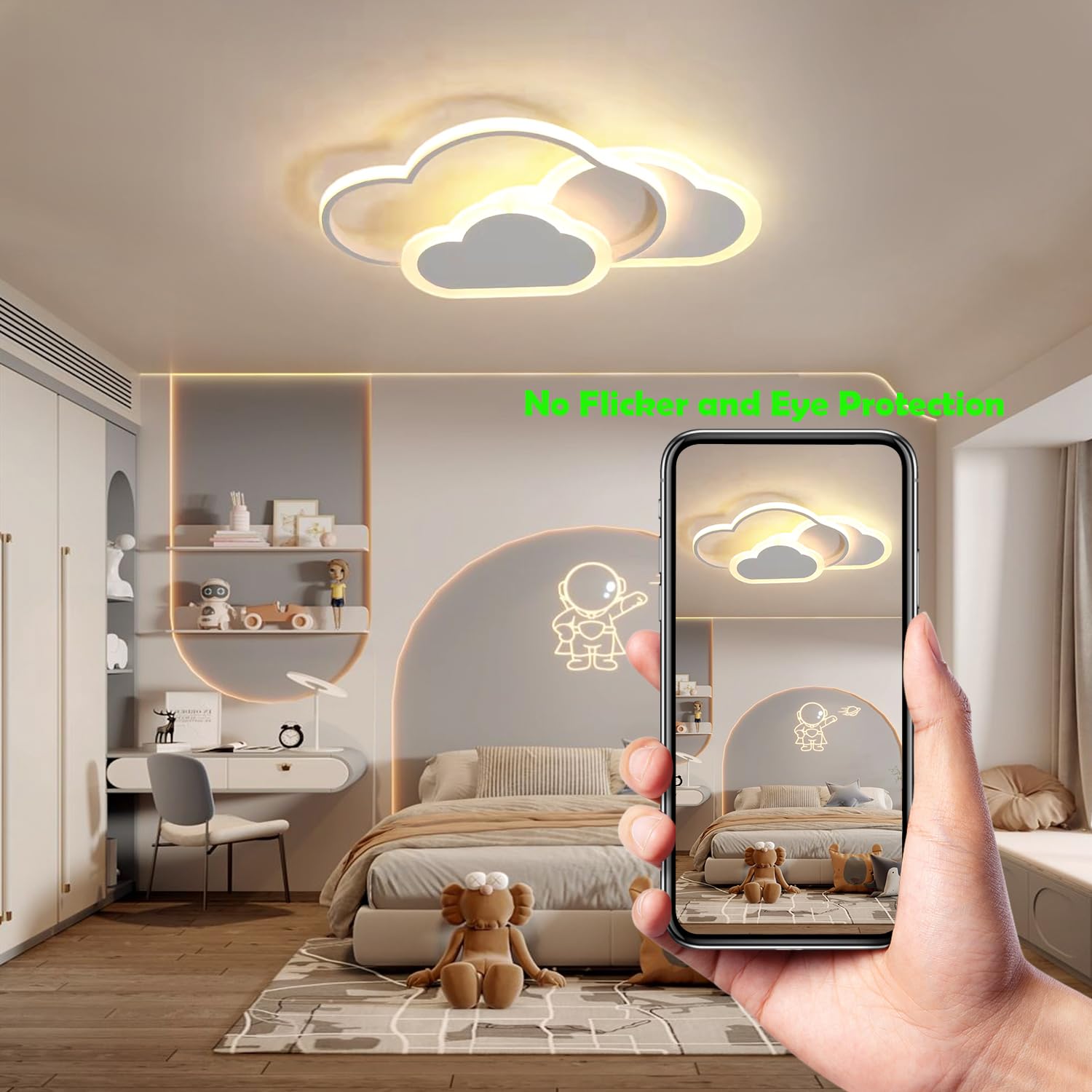 32W Dimmable LED Ceiling Light for Kids Room - Creative Cloud Design Ceiling Lamp for Bedroom, Living Room & Nursery - Perfect for Kids' Bedroom Decor & Night Light