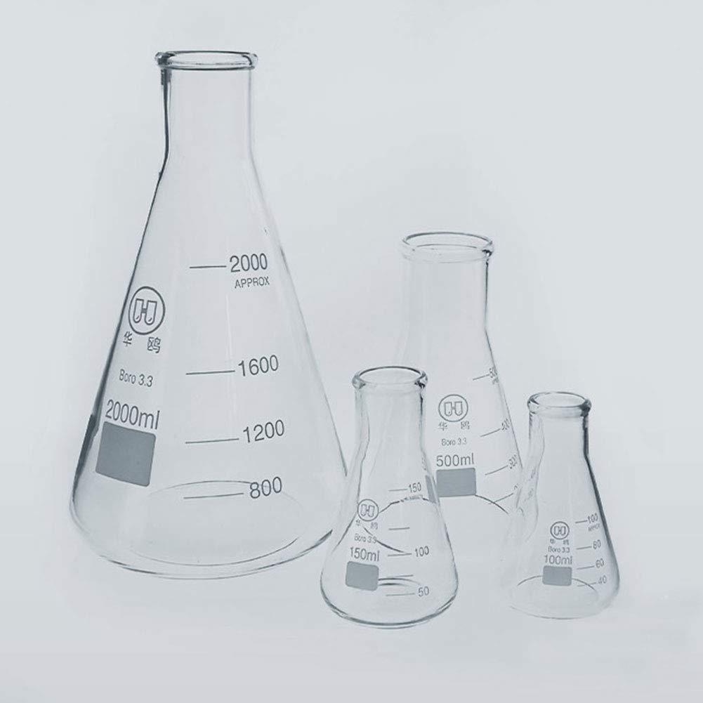 Premium 250ml Borosilicate Glass Erlenmeyer Flask with Wide Neck & Heavy Duty Rim - 42mm ID / 50mm OD - Lab Grade 3.3 Glass - Pack of 12 - Ideal for Chemistry Experiments, School Labs & Scientific Research
