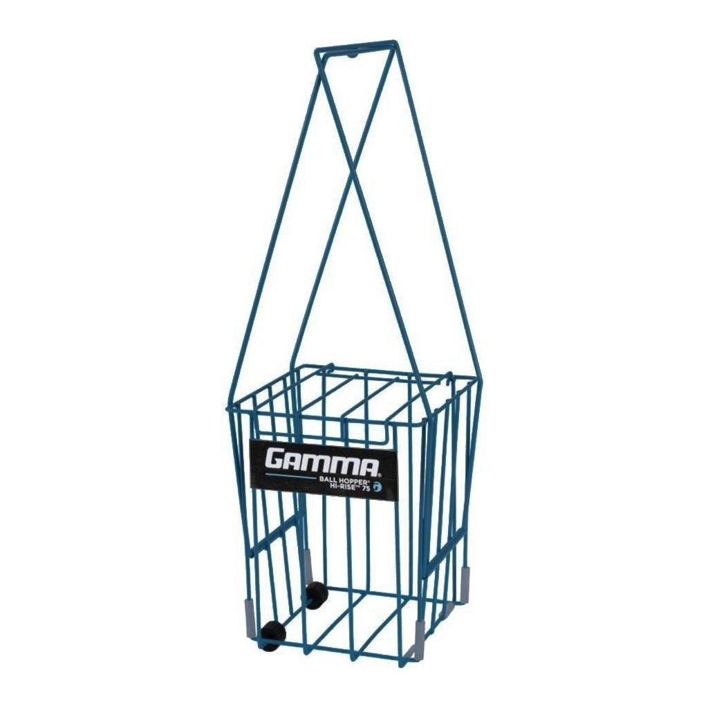 Gamma Ball Hopper Hi Rise 75 with Wheels - Portable Tennis Ball Collector (Blue) - Perfect for Tennis Practice, Coaching, and Court Maintenance