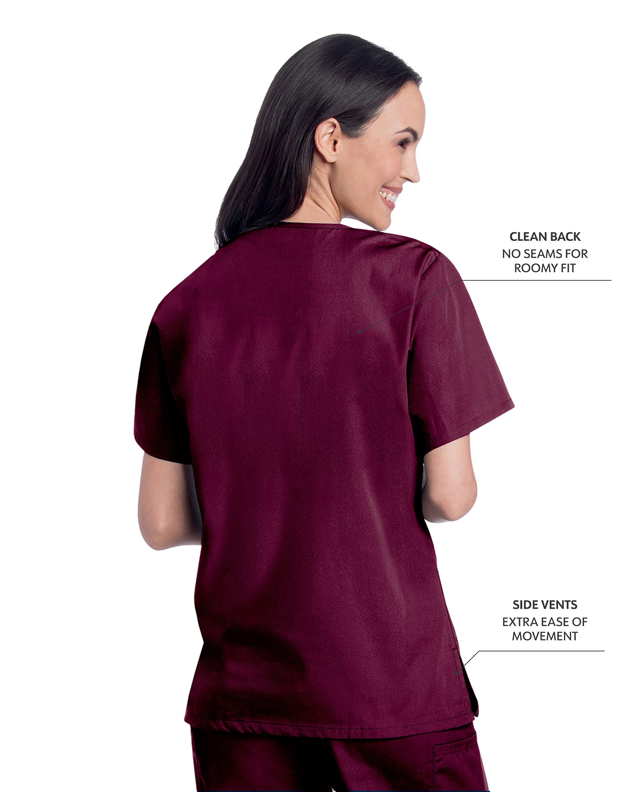 Landau Scrub Zone Relaxed Fit 2-Pocket V-Neck Scrub Top for Women 70221 - Comfortable Medical Uniform for Nurses, Doctors & Healthcare Professionals - Perfect for Hospitals, Clinics & Long Shifts