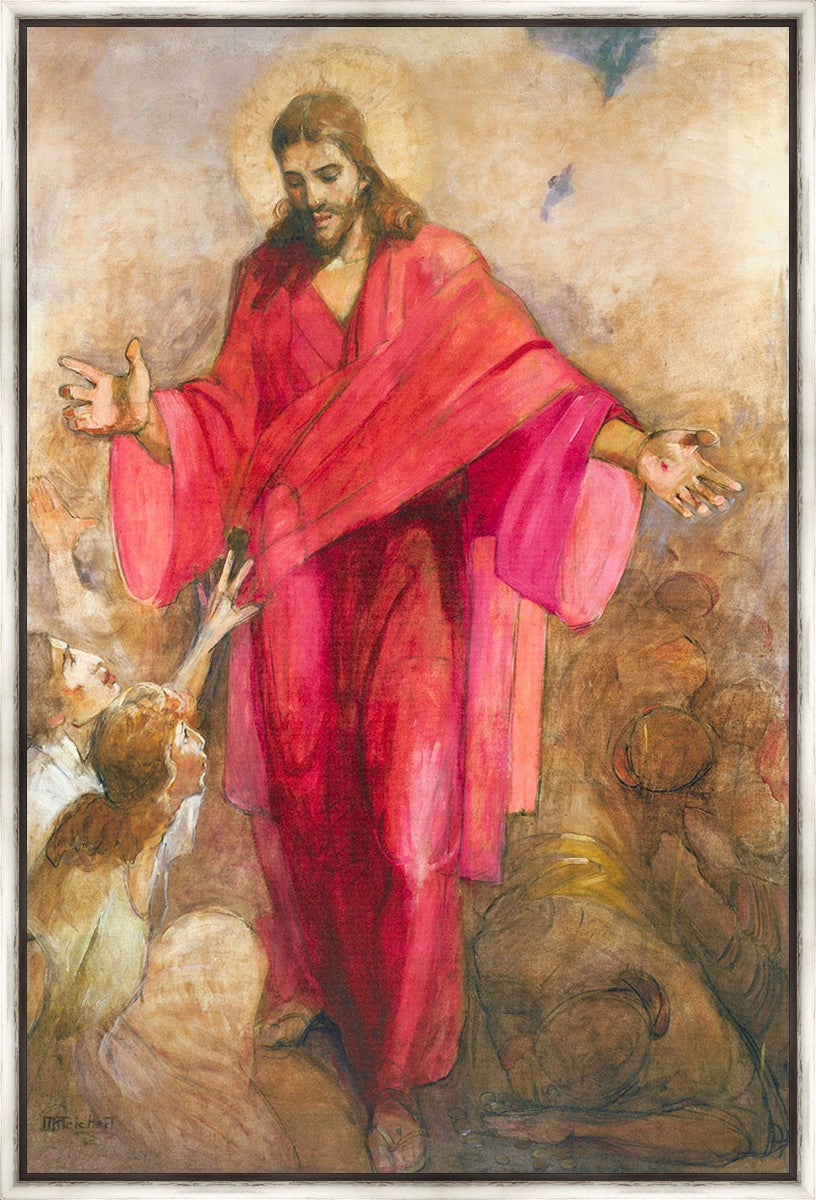 Large Christ in Red Robe Wall Art - Religious Home Decor for Living Room, Bedroom & Church