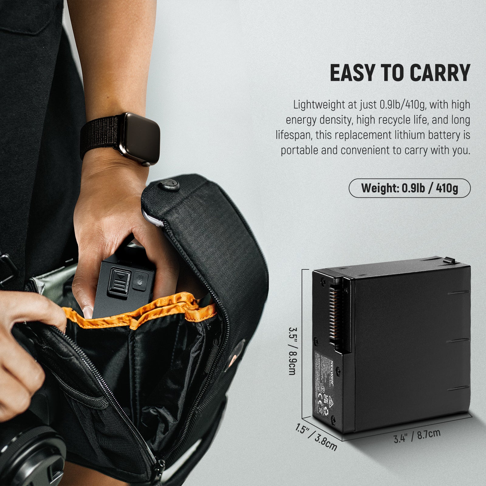 NEEWER NB-Q4 Battery Pack for DSLR Cameras - Rechargeable Li-ion Power Supply for Photography & Video Shooting - Perfect for Outdoor, Studio, and Travel Use