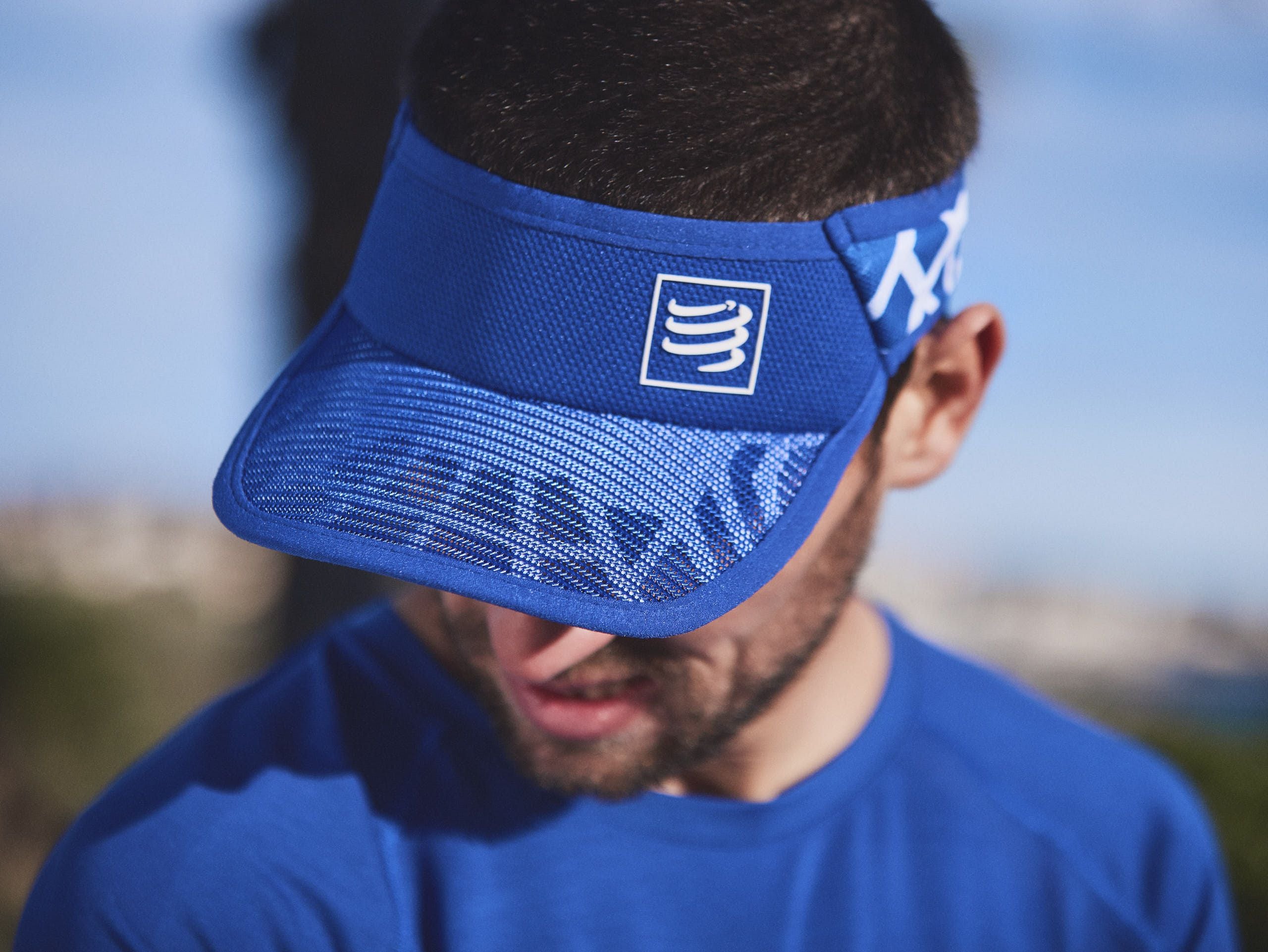Compressport Unisex Spiderweb Ultralight Visor Cap - Sodalite/White | Lightweight Running Hat for Men & Women | Perfect for Marathon, Cycling & Outdoor Sports (SULVISOR_536)