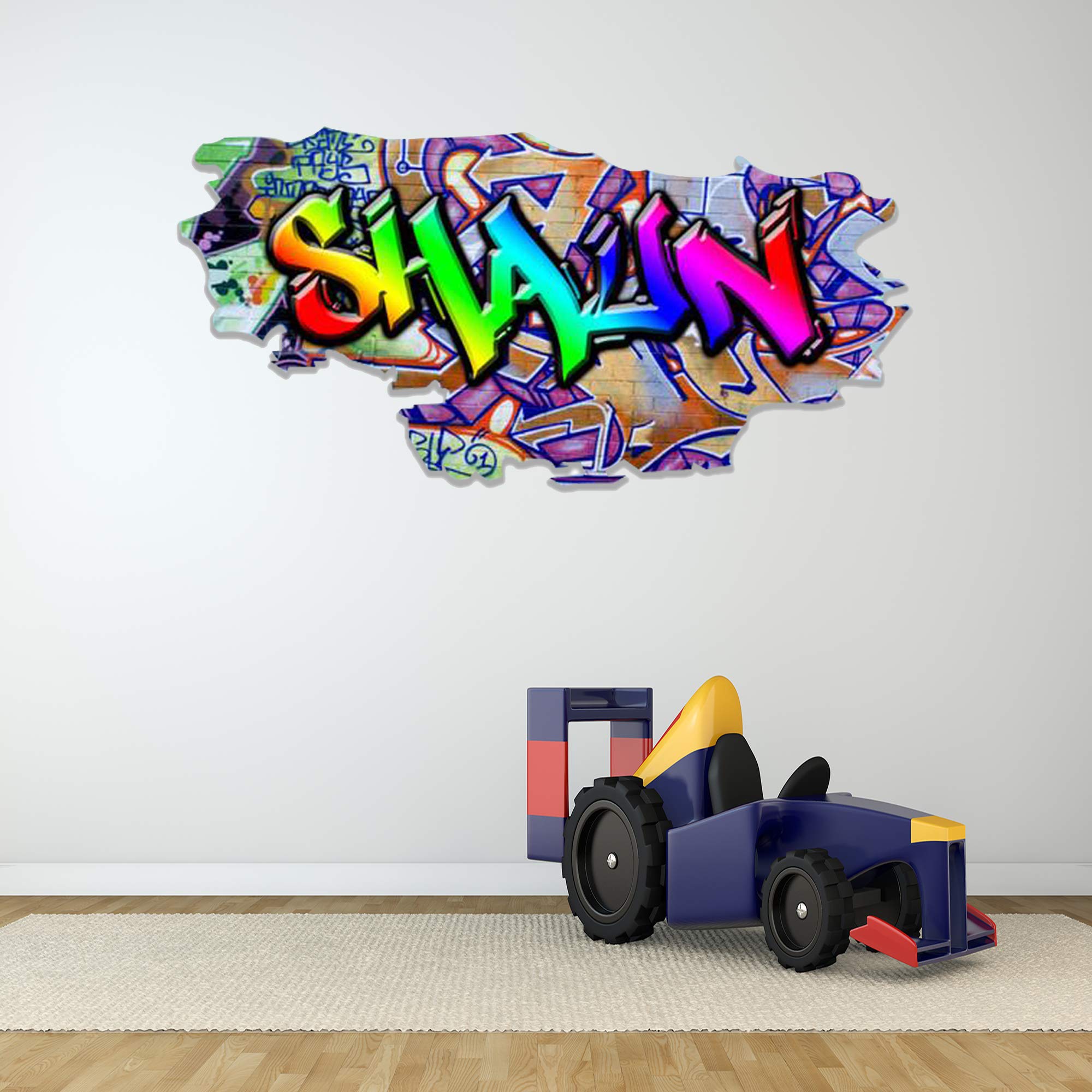 Custom 3D Graffiti Name Wall Decal - Personalized Vinyl Art Sticker | Removable Peel & Stick Wall Decor | No Border Room Art | XXLarge (MYS169) | Perfect for Kids' Rooms, Dorm Decor & Creative Home Design