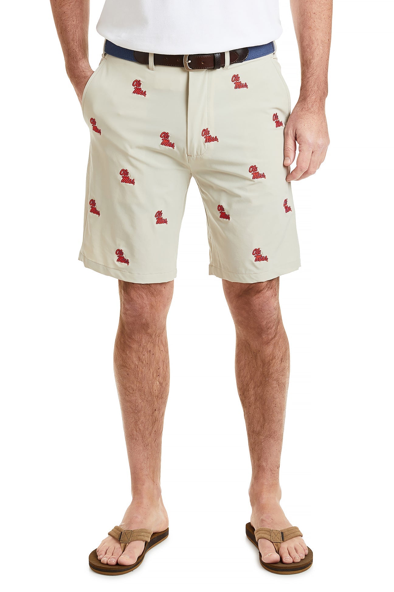 Ole Miss Collegiate ACKformance Shorts in Khaki - Comfortable Athletic Shorts for Men, Perfect for Gym, Running & Casual Wear