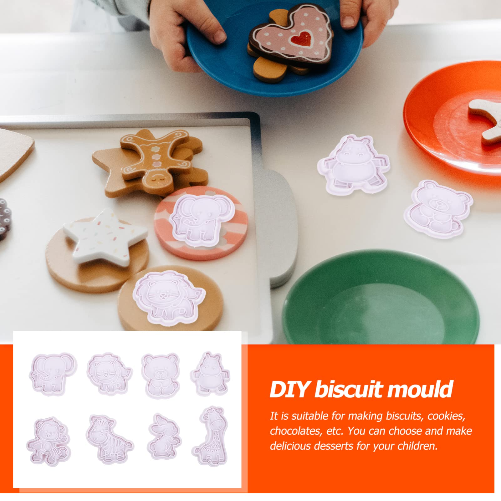 8-Piece Animal Cookie Cutter Set - Plastic Baking Molds for Cookies, Biscuits & Pastries | Fun Animal-Shaped Cookie Cutters for Kids Baking, DIY Desserts & Holiday Treats