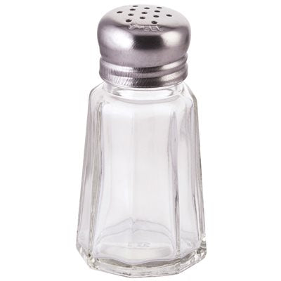 Winco 1 Oz Paneled Salt and Pepper Shaker Set with Mushroom Top - Durable Stainless Steel Spice Dispenser for Kitchen, Dining Table, and Restaurant Use