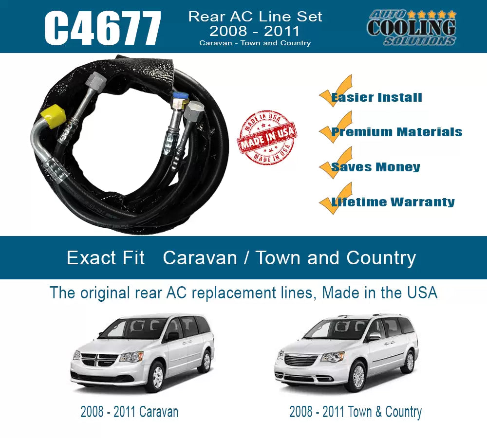 Rear AC Line Set for Dodge Caravan & Chrysler Town & Country 2008-2011 - Perfect for AC System Repair & Maintenance
