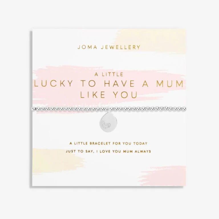 Joma Jewellery Mother's Day Gift - Lucky To Have A Mom Like You Bracelet | Sterling Silver Charm Bracelet for Women | Perfect Birthday, Anniversary & Thank You Present