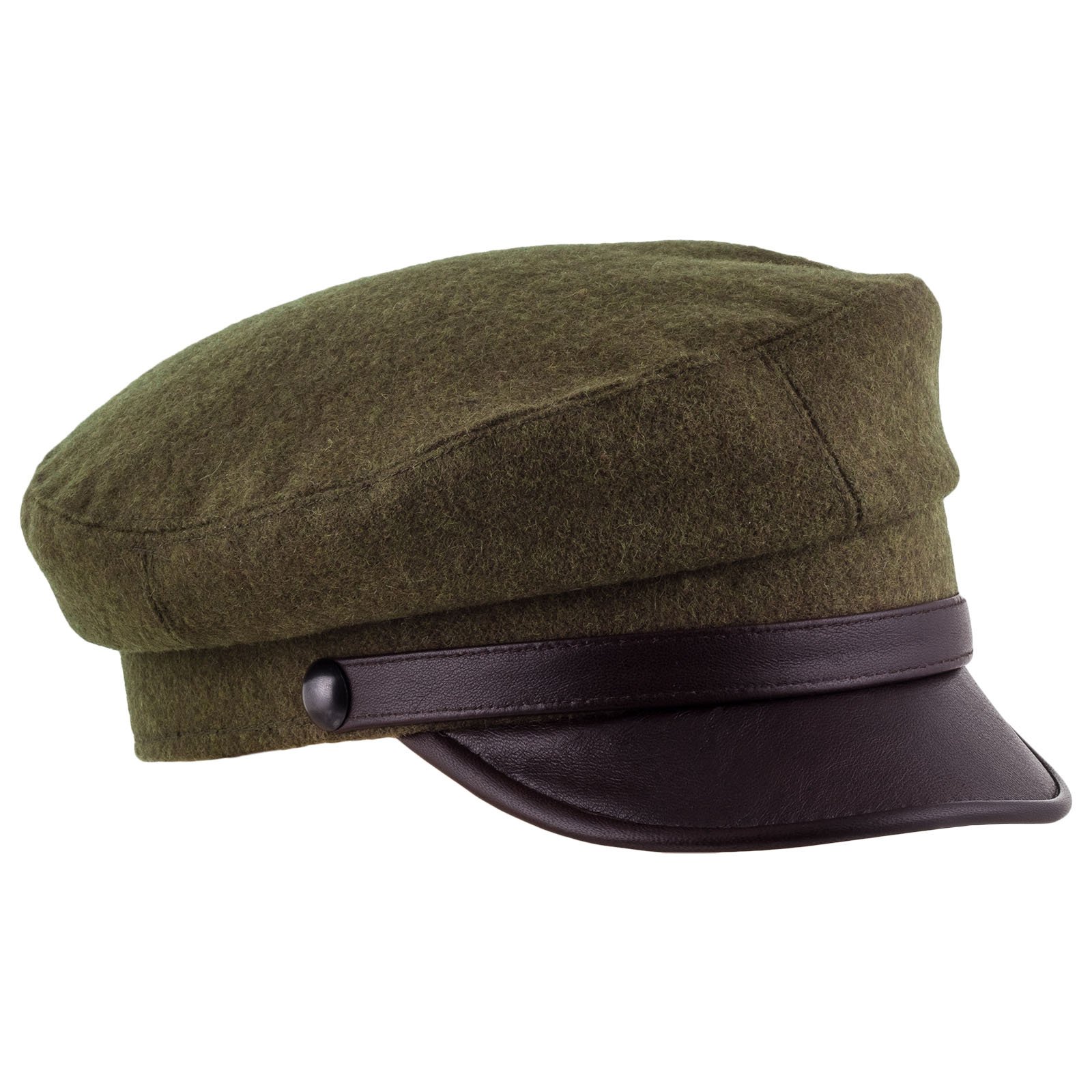 Stylish Wool Fiddler Cap for Men & Women - Greek Fisherman Hat with Leather Visor | Warm & Breathable Winter Beanie | Perfect for Outdoor Activities, Music Festivals & Cold Weather Fashion
