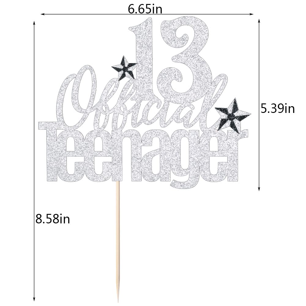 13th Birthday Cake Topper - Silver Teenager Cake Decoration for Boys & Girls | Hello 13 & Cheers to 13 Years Party Supplies | Perfect for 13th Birthday Cakes, Cupcakes & Dessert Tables