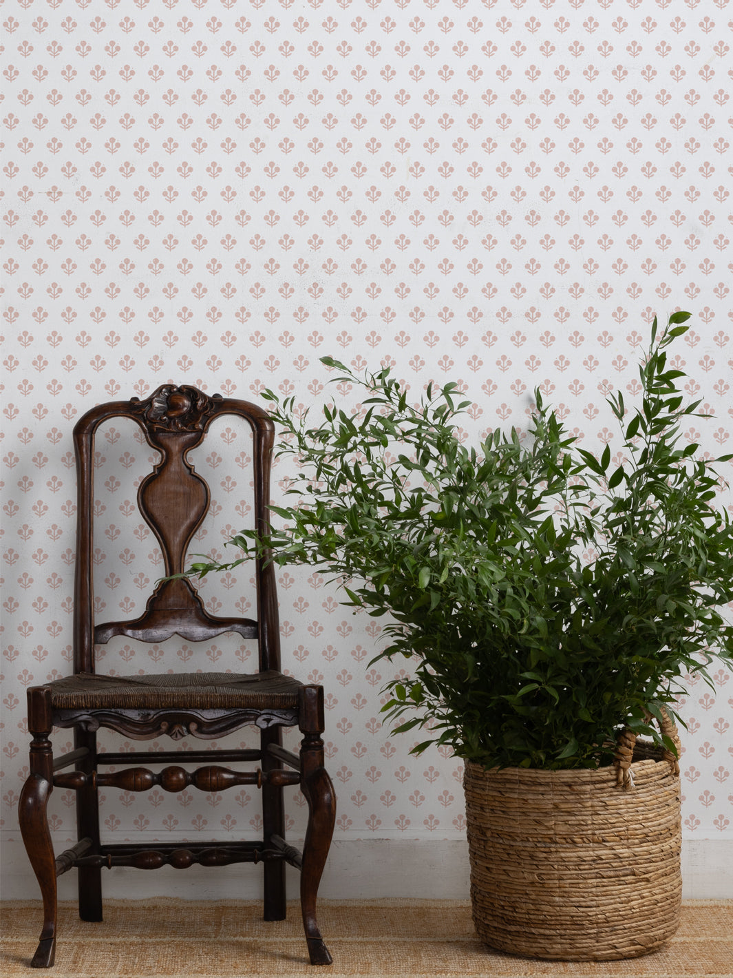 Premium 'Coco (White Ground)' Floral Wallpaper by Sugar Paper Rose - Perfect for Bedroom, Living Room & Nursery Decor