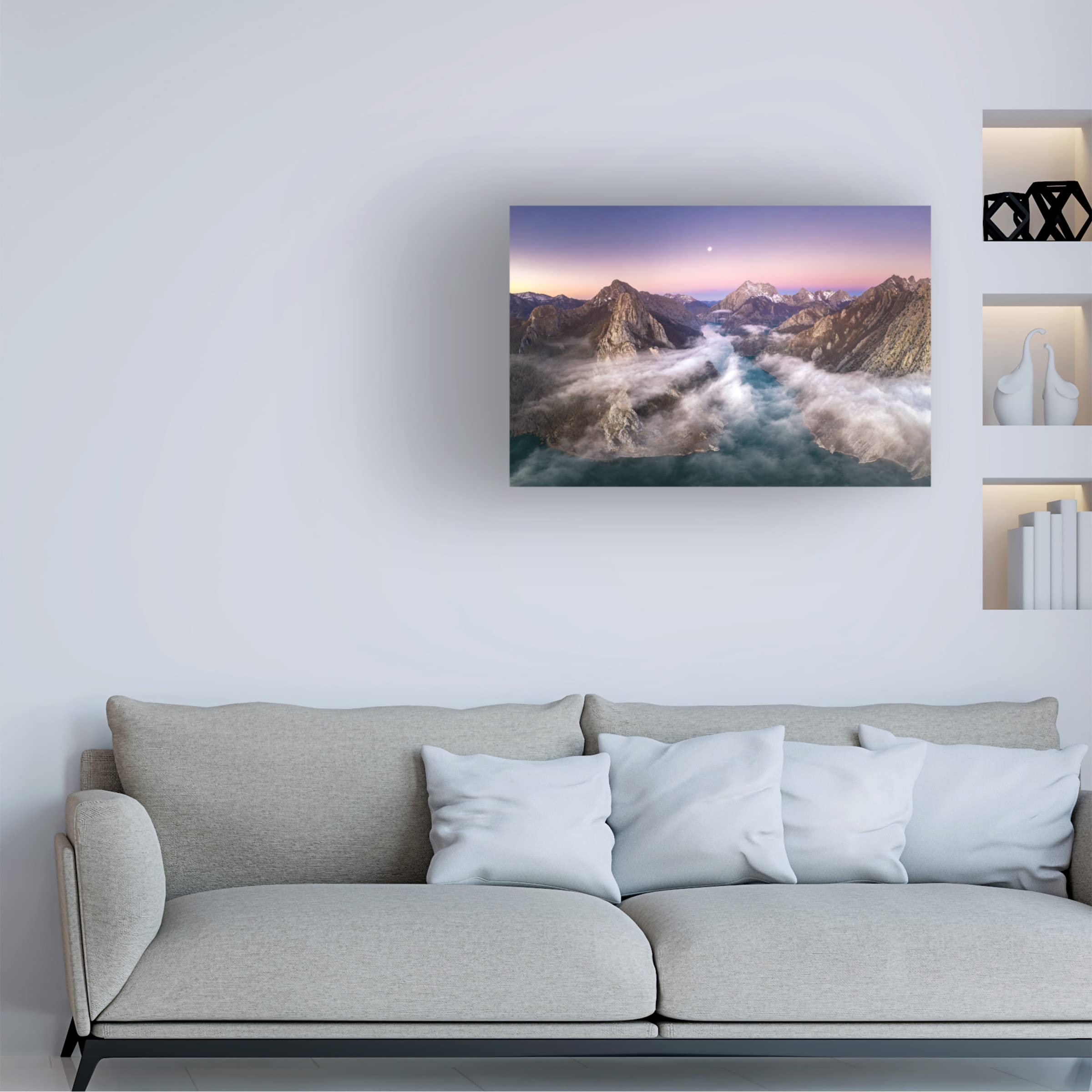 Trademark Fine Art 'From The Earth To The Moon' Canvas Wall Art by Juan I Cuadrado - Space Exploration Decor for Living Room, Bedroom & Office