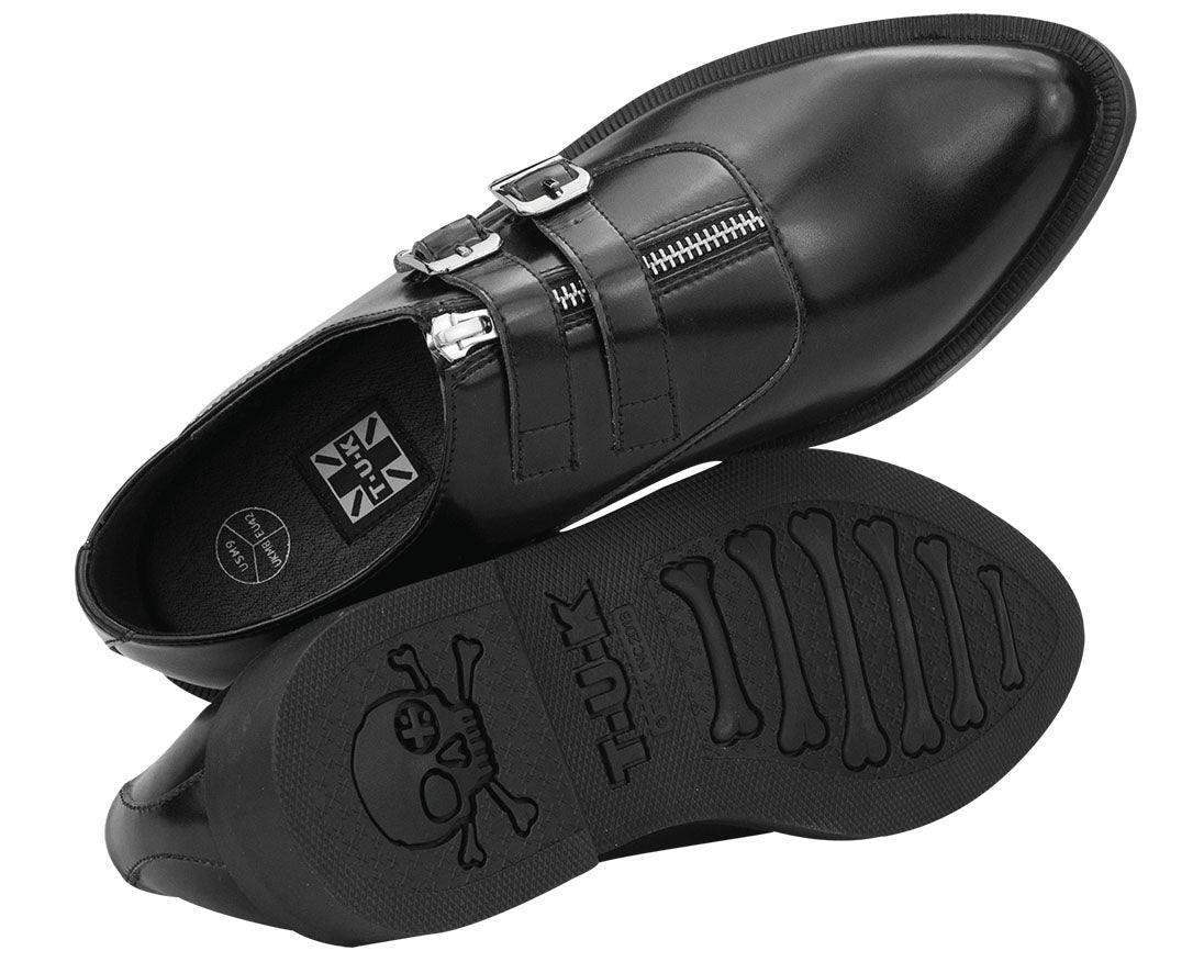 T.U.K Black Zip 2 Buckle Jam Shoe - Punk Rock Ankle Boots for Women & Men - Perfect for Concerts, Night Out & Alternative Fashion