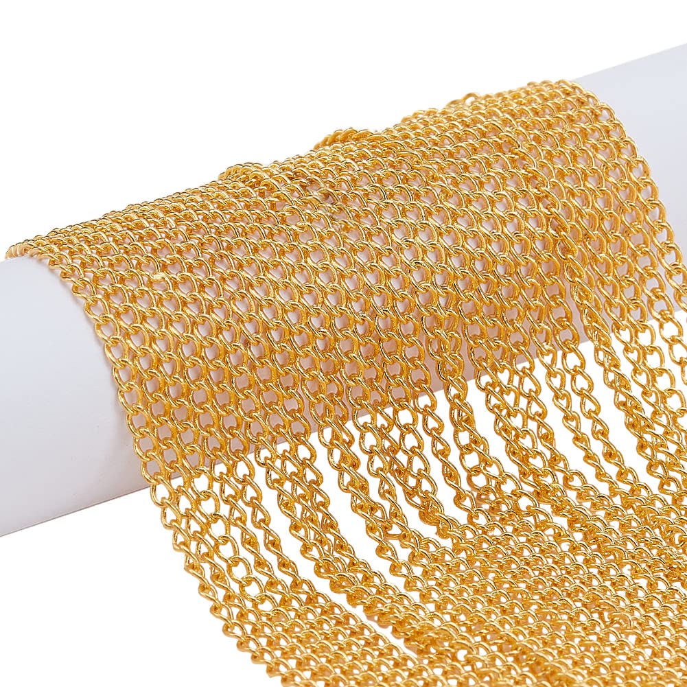 16 Feet Brass Cable Chains - 2mm Gold Jewelry Making Chains Bulk for DIY Necklaces, Bracelets & Anklets | Durable Metal Link Chains for Handmade Jewelry Crafting & Fashion Accessories