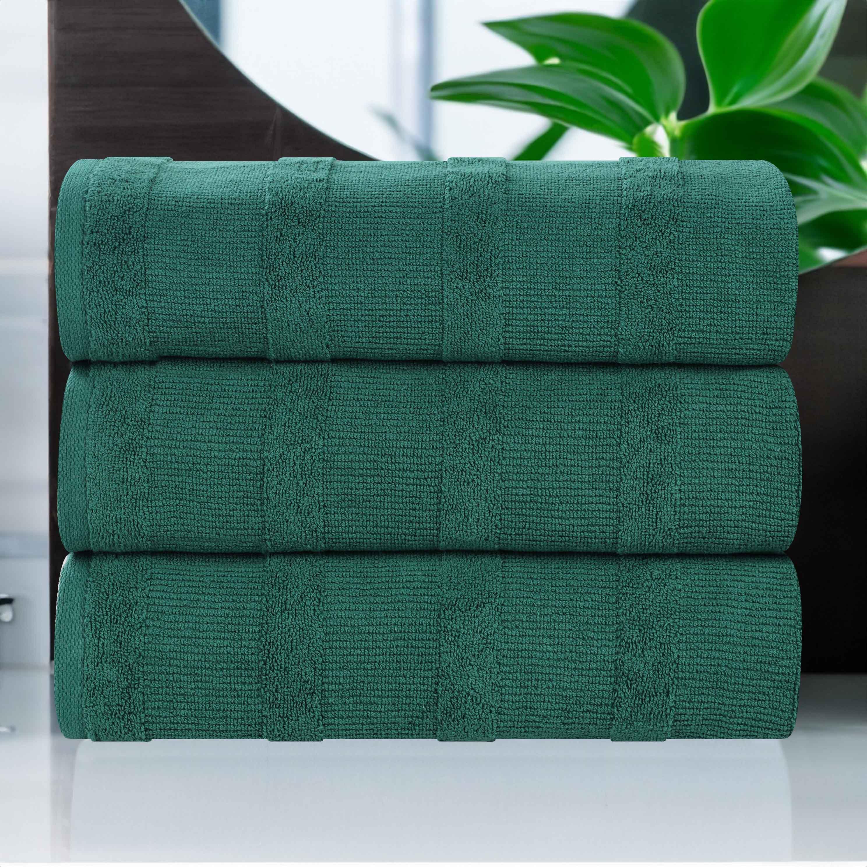 Premium Roma Cotton Ribbed Textured Bath Towels Set of 3 - Ultra Soft & Absorbent Luxury Towels for Spa, Bathroom & Beach Use