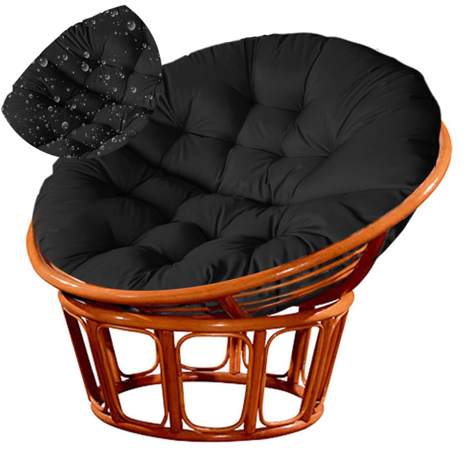 EEUK Papasan Chair Cushion - Round Quilted Hanging Egg Chair Pad with Ties for Indoor/Outdoor Use - Overstuffed Hammock Swing Seat Cushion (110x110cm, Green) - Perfect for Porch, Patio, Garden & Nursery Relaxation