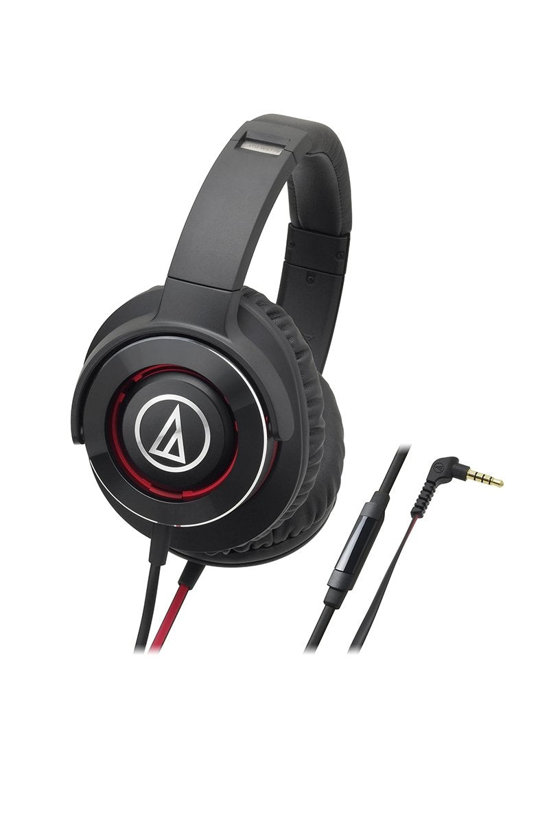 Audio Technica ATH-WS770iS Solid Bass Headphones - Black/Red (Open Box) | Powerful Deep Bass, Noise Isolation - Perfect for Music Lovers, Gaming & Studio Recording