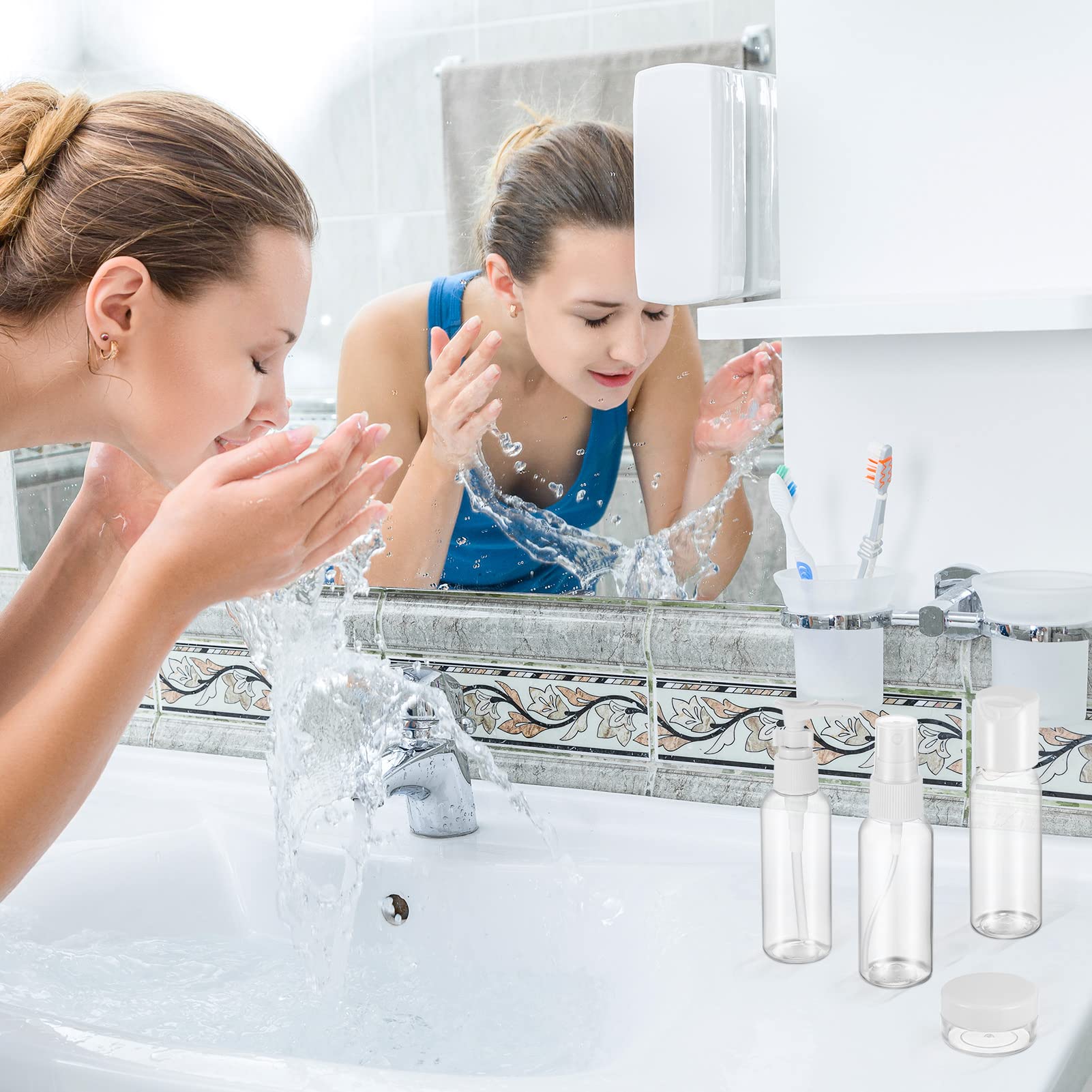 9-Piece Leak-Proof Travel Bottles Set for Toiletries - Refillable Cosmetic Containers for Shampoo, Lotion & Makeup with Clear TSA-Approved Travel Bag - Perfect for Airplane, Gym & Vacation Essentials
