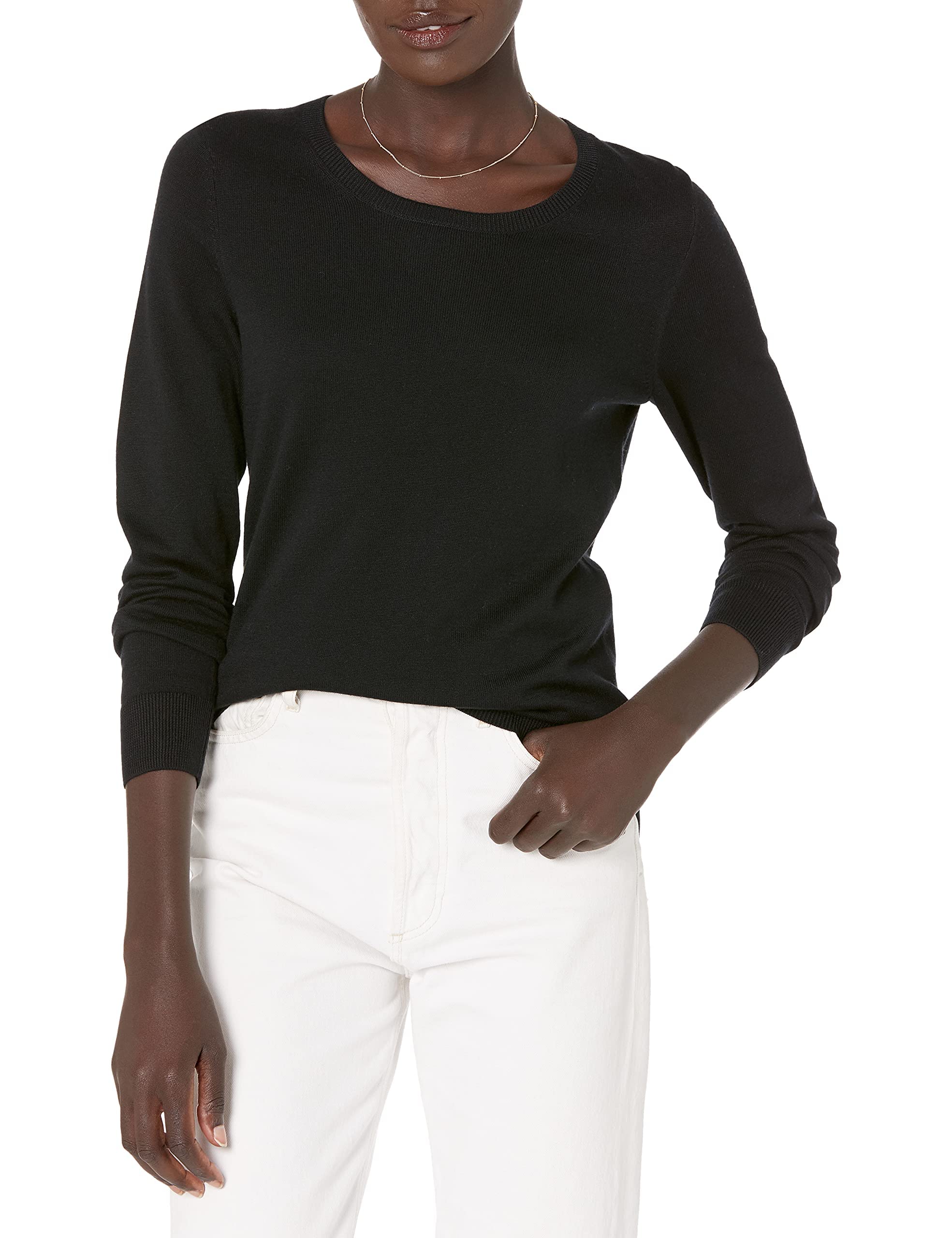 Amazon Essentials Women's Long-Sleeve Lightweight Crewneck Sweater - Soft Stretch Knit Pullover for Casual Wear, Office & Layering | Comfortable Everyday Sweater for Fall & Winter