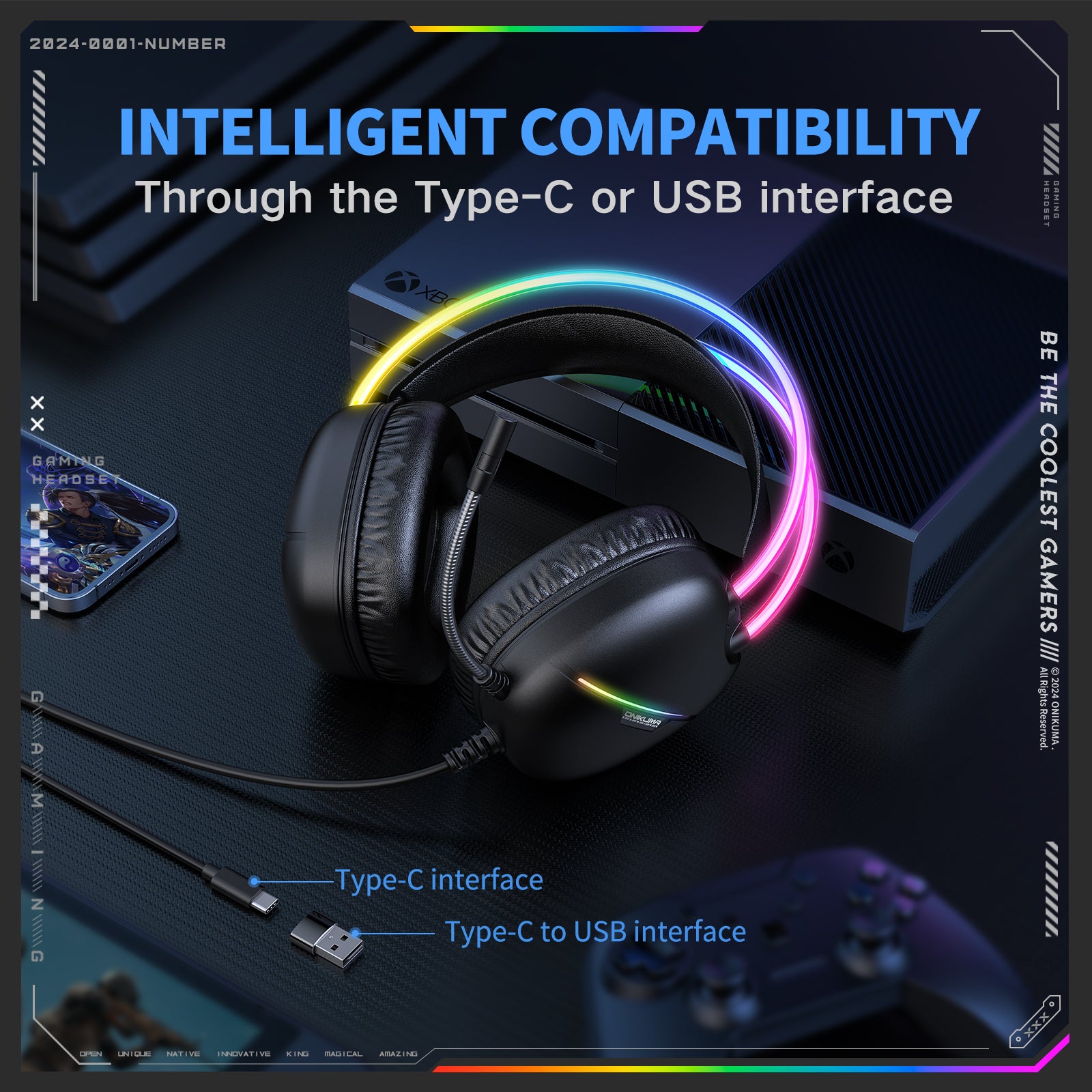 ONIKUMA X33 Gaming Headset with Microphone - Wired USB/3.5mm Noise Cancelling Headphones for PC, PS4, PS5, Xbox, Switch, Mobile - Comfortable Over-Ear Design for Long Gaming Sessions, Streaming & Online Classes