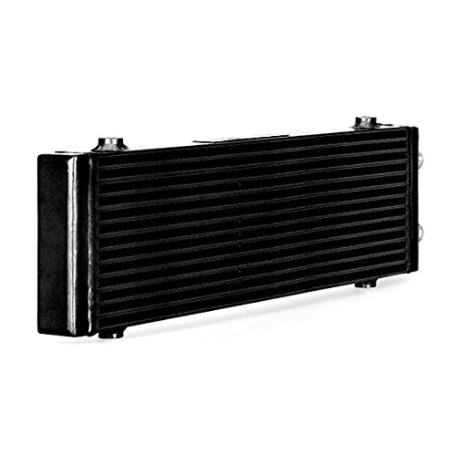 Mishimoto Universal Dual Pass Bar & Plate Oil Cooler Heat Exchanger - Large Size, Black - Perfect for High-Performance Vehicles & Racing Applications