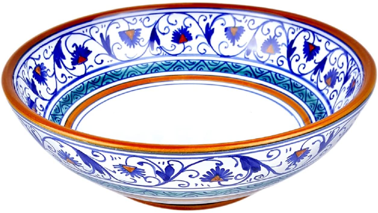 Deruta Italy by Gute | Handcrafted Italian Ceramic Penny Cereal Bowl | Authentic Handpainted Pottery Made in Deruta | Perfect for Breakfast, Cereal & Soup Bowls
