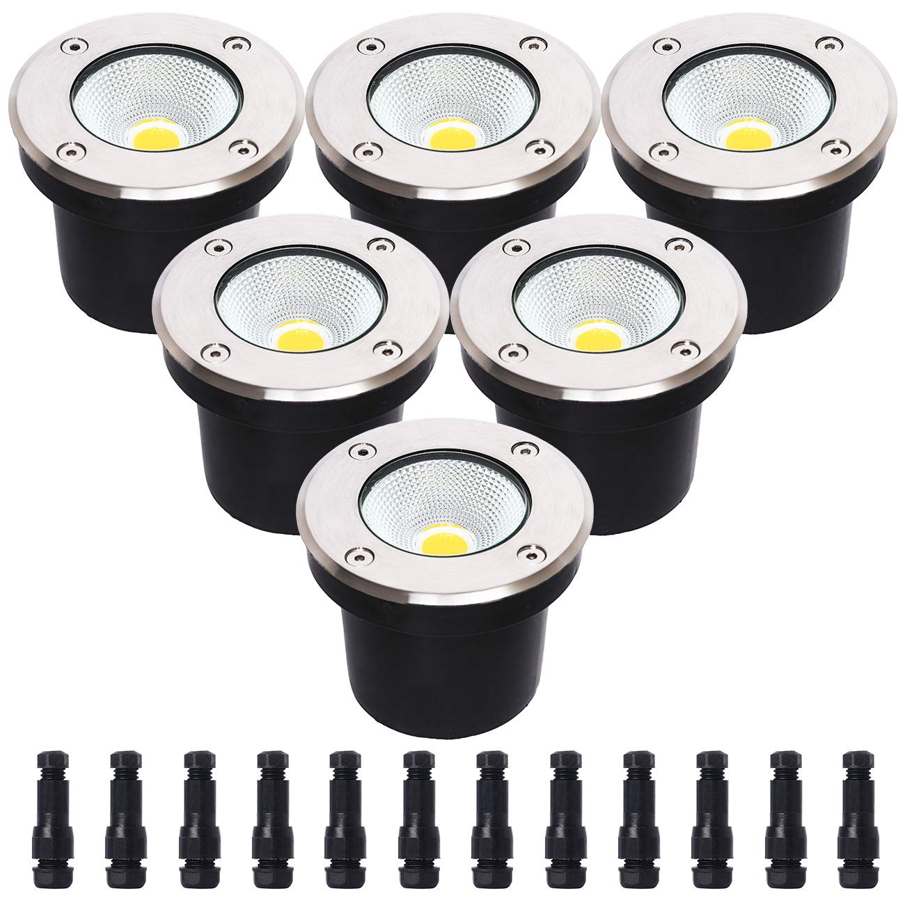 ELEGLO 6 Pack Low Voltage LED Landscape Lights - 15W 12V-24V IP67 Waterproof Well Lights for Outdoor Garden, Driveway, Deck & Step Lighting (3000K Warm White) | Perfect for Pathway Illumination & Landscape Accent Lighting
