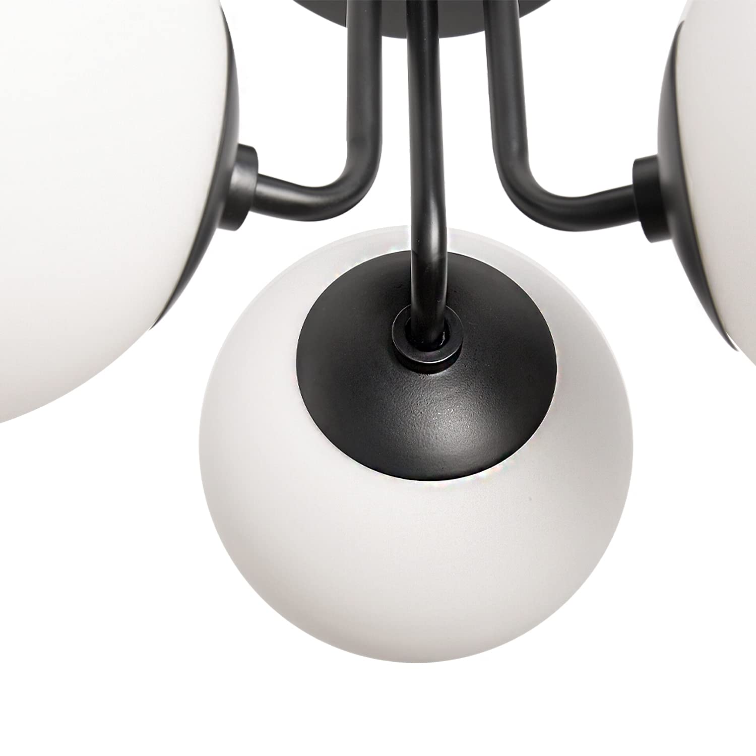 Soft Black 3-Light Semi Flush Mount Ceiling Fixture with Frosted Glass Shade - Vintage Style Close-to-Ceiling Lighting for Bedroom & Living Room | Modern Chandelier Alternative for Cozy Home Ambiance
