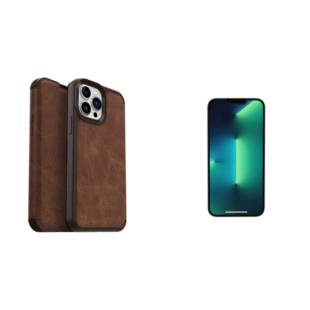 OtterBox Strada Folio Case for iPhone 13 Pro Max & iPhone 12 Pro Max with Screen Protector - Premium Retail Packaging in Espresso Brown | Slim Protective Cover with Built-in Stand for Work, Travel & Daily Use