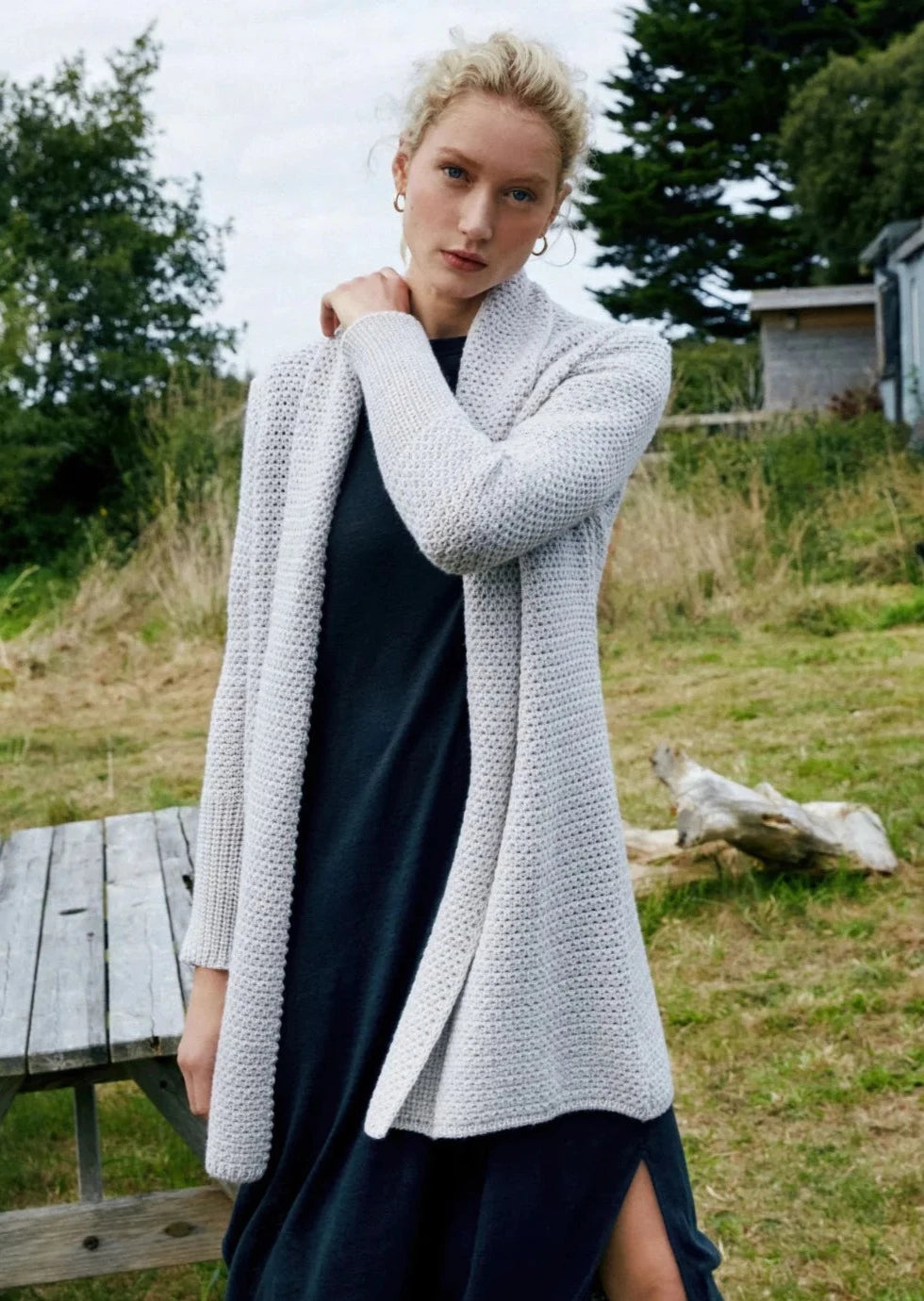 Ireland's Eye Women's Kilcoole Knit Cardigan Coat - Silver Marl | Warm Winter Layering for Casual Outings & Office Wear