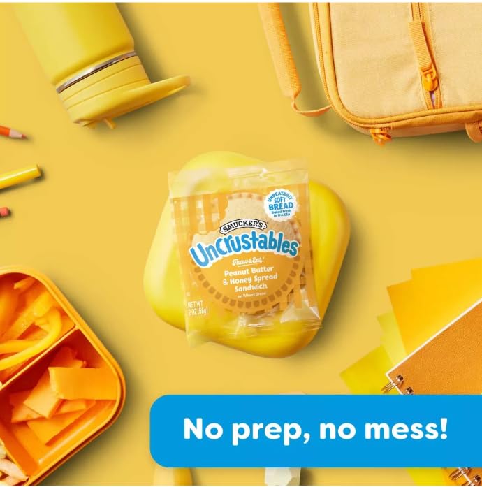 Uncrustables Peanut Butter & Honey Sandwich Bites - 4 Count (Pack of 7, 28 Total) | Frozen Snacks for Kids Lunch, School, Picnics & On-the-Go