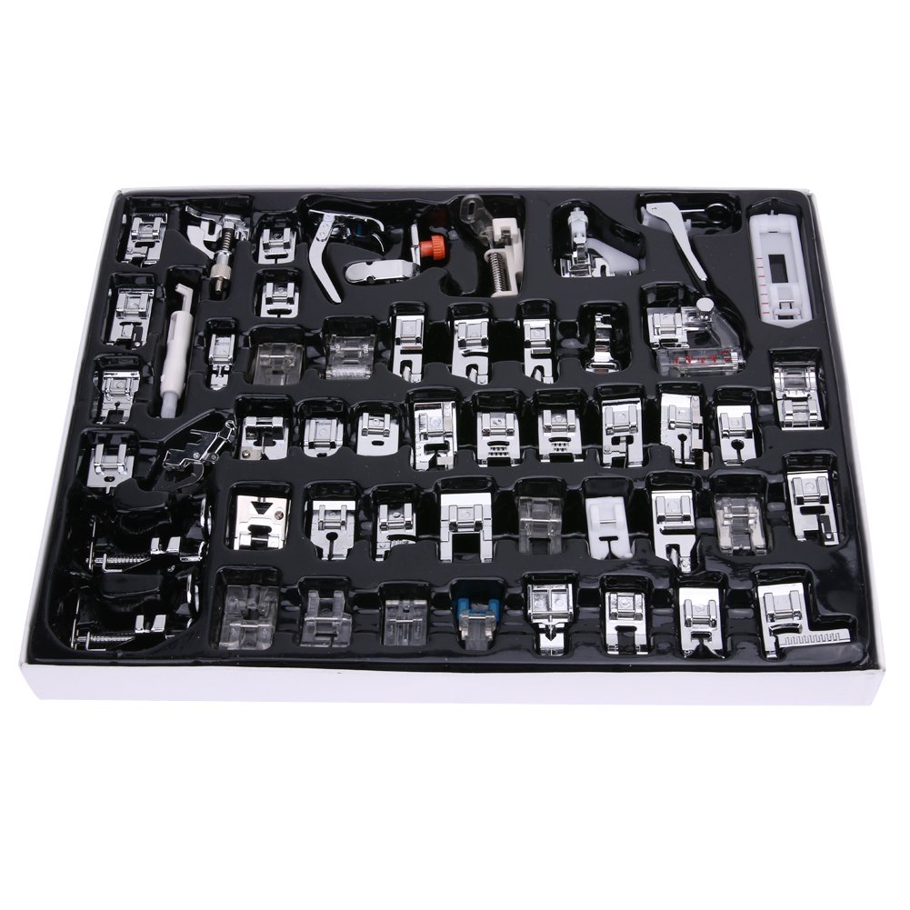 JIAN YA NA 52pcs Professional Sewing Machine Presser Foot Set - Universal Sewing Accessories Kit for Leather Craft, Hand Stitching & DIY Projects | Perfect for Quilting, Garment Making & Home Sewing Repairs