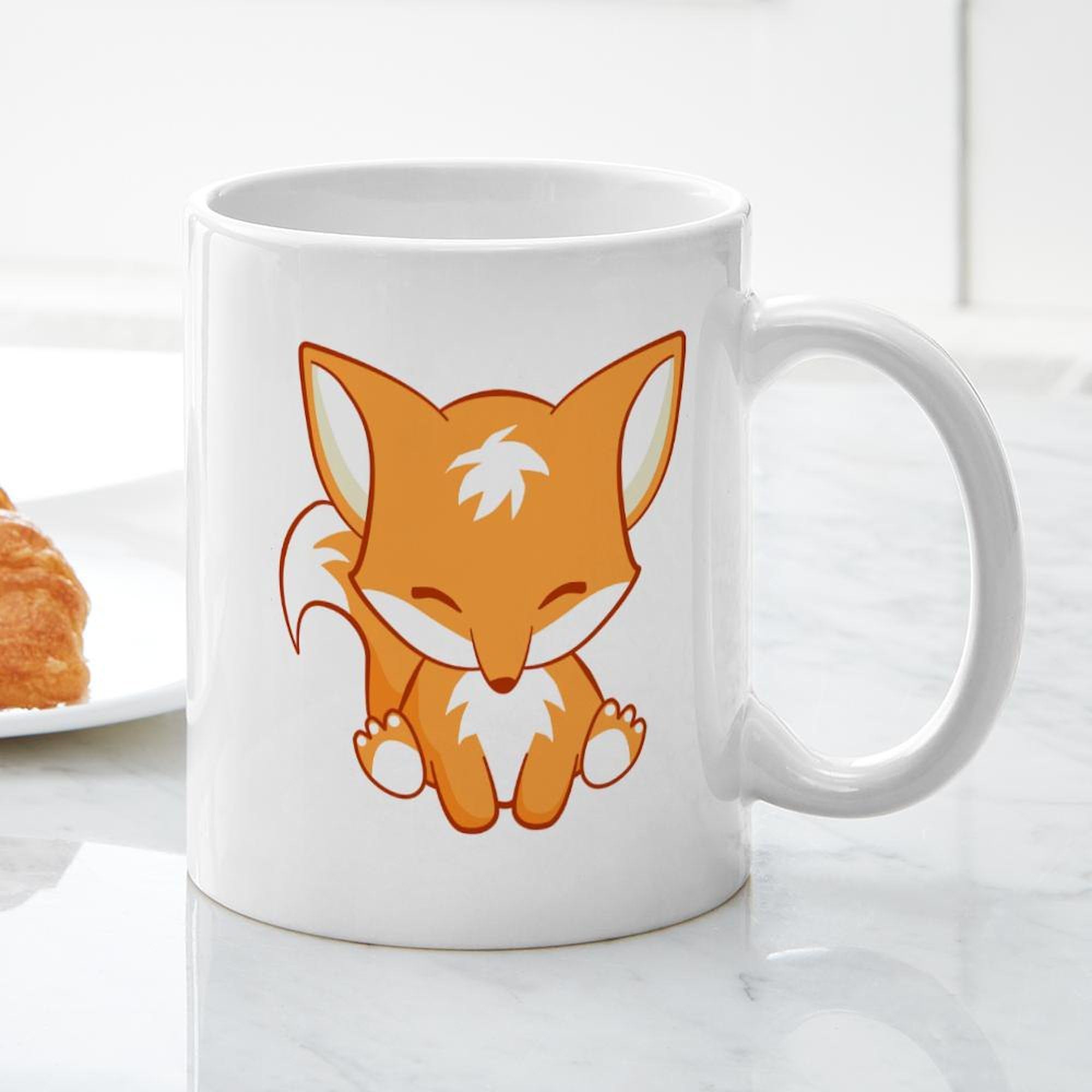 Happy Fox Ceramic Coffee Mug 11 oz (325 ml) - Cute Fox Design for Tea, Coffee & Hot Drinks - Perfect for Home, Office & Gifts