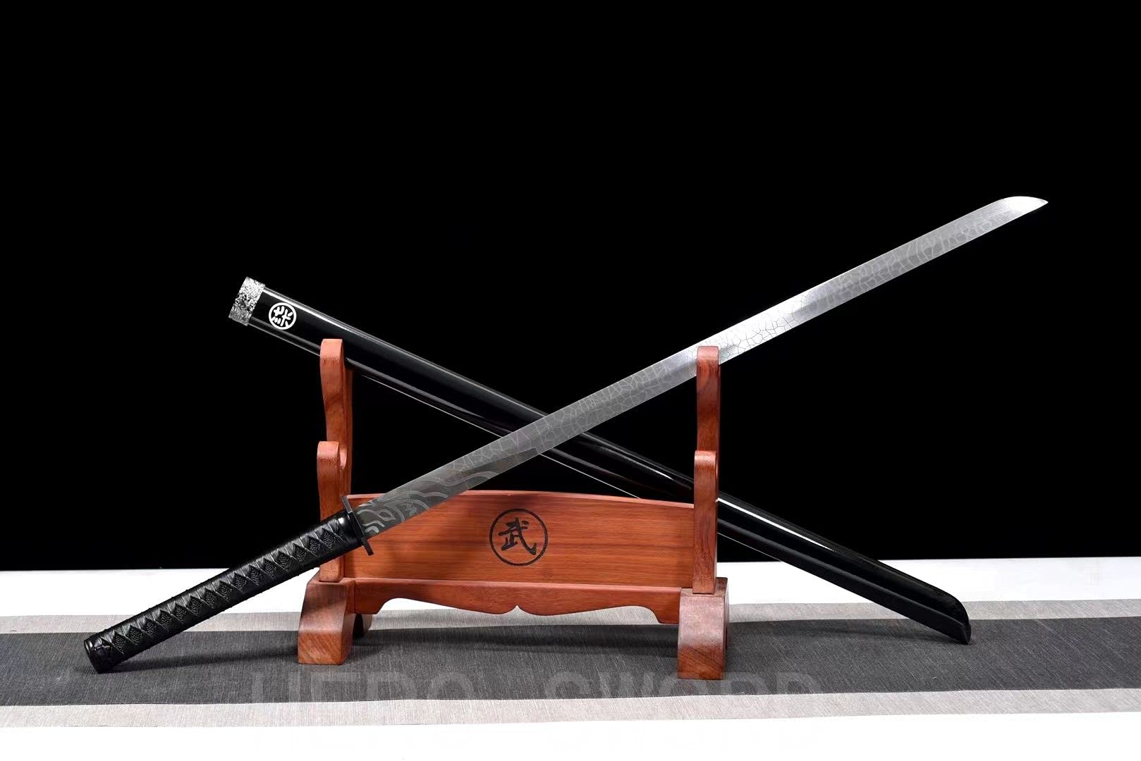Assassin Five Six Seven Anime Replica Cosplay Katana - Shadow 柒 Japanese Samurai Sword with Blue Blade | Handmade 9260 Spring Steel | Perfect for Cosplay, Anime Conventions & Collectors (#5)