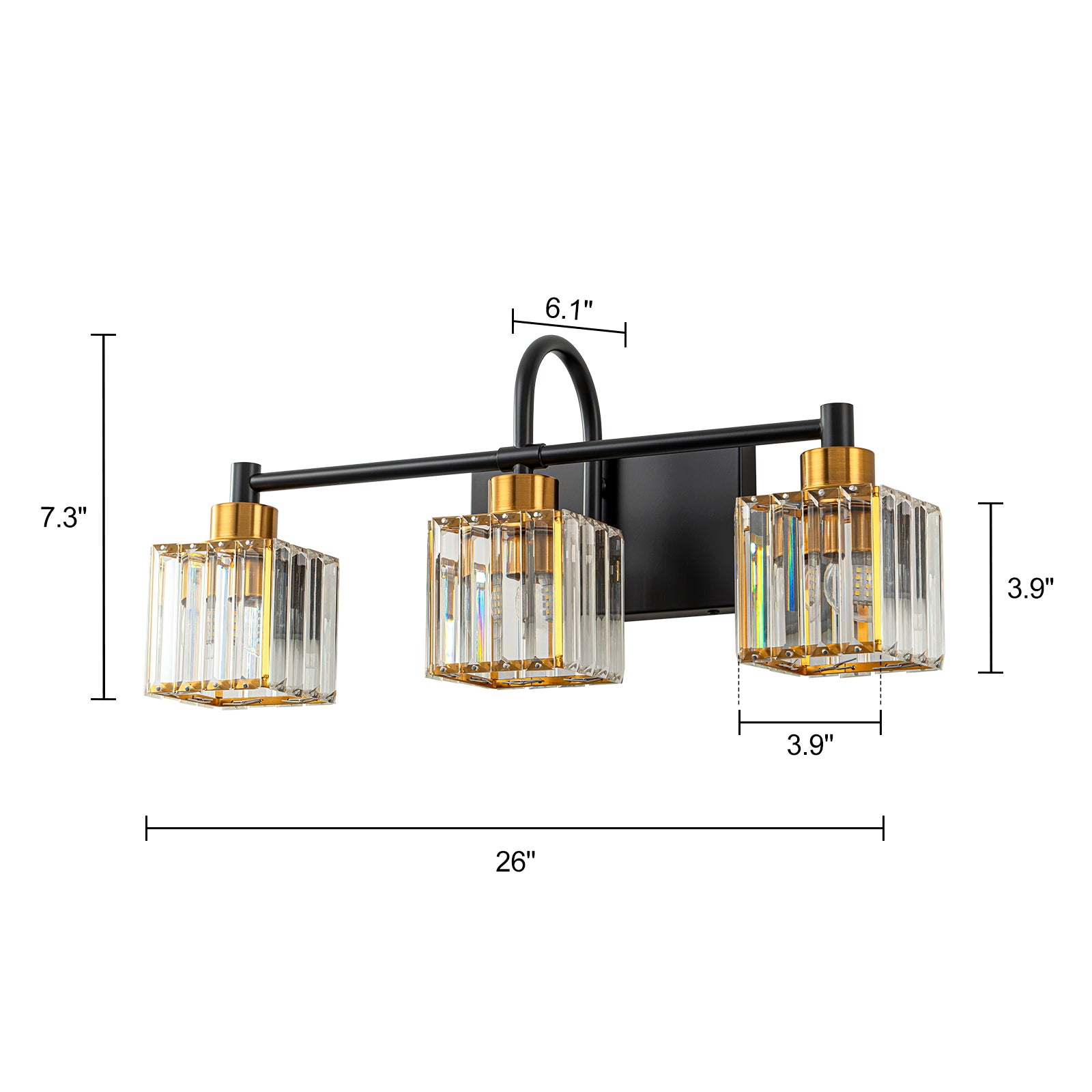 Glowlings 3/4/5 Light Modern Square Crystal Bathroom Vanity Light Fixture - Elegant Over Mirror Lighting for Bathroom, Dressing Room & Makeup Area