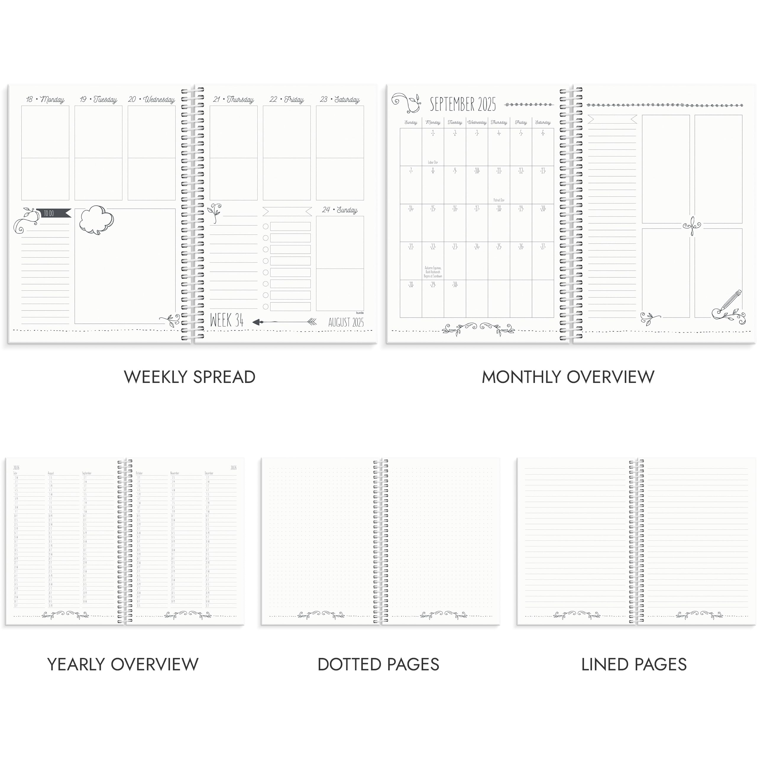 Burde Doodle Planner 2025 - A5 Creative Notebook with Daily, Weekly & Monthly Planning | 12-Month Organizer for Drawing, Writing & Coloring | Hard Cover Journal for Artists, Students & Professionals | Perfect for Goal Setting, Bullet Journaling & Productivity