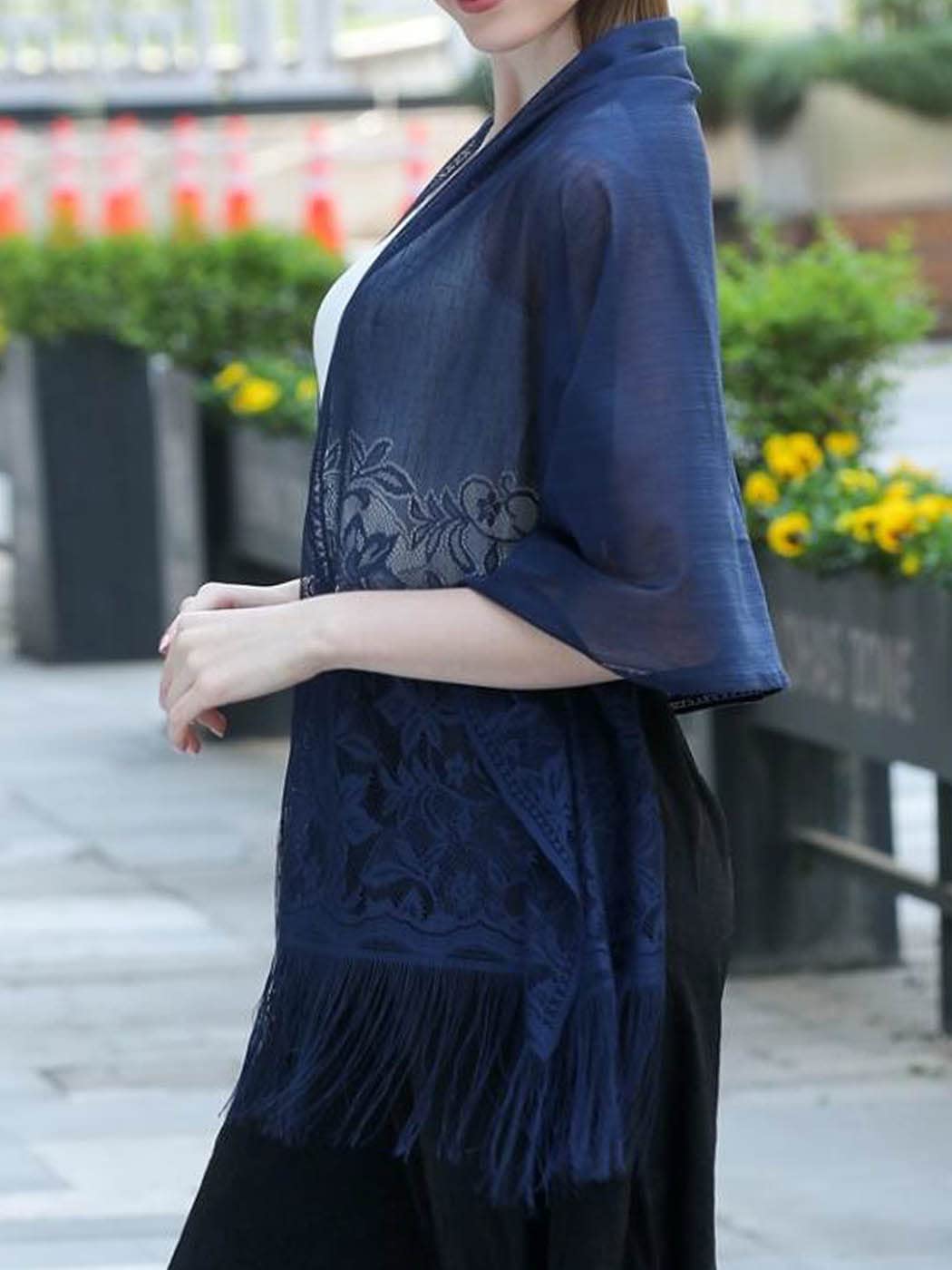 Elegant Lace Fringe Shawl Wrap for Evening Dresses - Women's Party Scarf, Prom Cover Up & Wedding Accessories for Brides | Perfect for Formal Events, Date Nights & Special Occasions