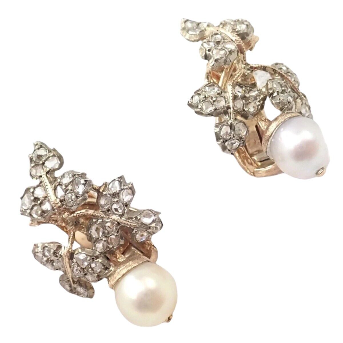 Authentic Gianmaria Buccellati 18k Yellow Gold Pearl Rose Cut Diamond Earrings - Luxury Jewelry for Weddings & Special Occasions