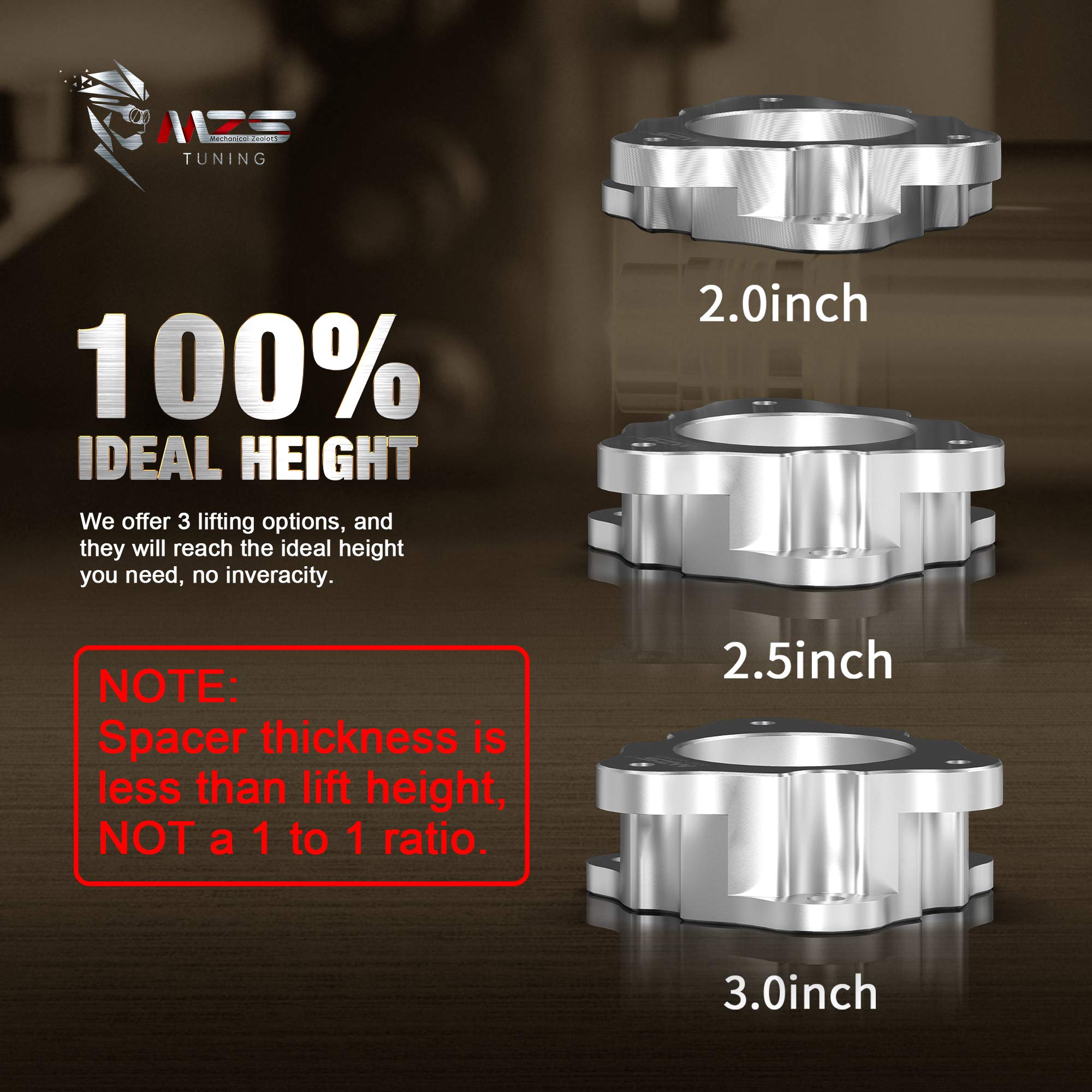 MZS 2.5 Inch Front Leveling Kit Lift Strut Spacers for 2007-2025 Chevy Tahoe, Silverado, GMC Sierra, Suburban, Yukon 1500 & 2007-2013 Avalanche (2WD/4WD) - Off-Road Suspension Upgrade for Better Ground Clearance