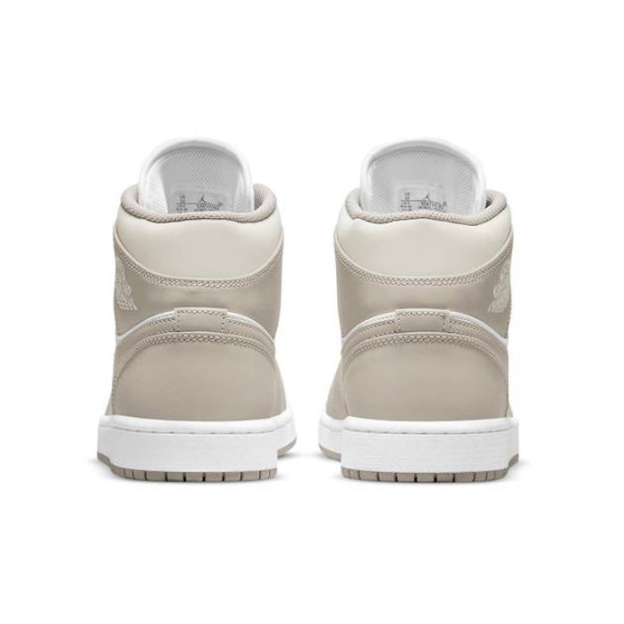 Air Jordan 1 Mid Sneakers - Linen & College Grey Colorway - Men's Basketball Shoes for Casual Wear & Street Style