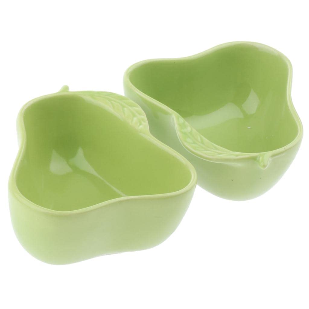 MYADDICTION Small Ceramic Pet Bowl Set - 1 Pair for Hamsters, Rabbits, Guinea Pigs - Pear Green Feeding Dishes for Food & Water - Perfect for Cage, Hutch or Playpen Use