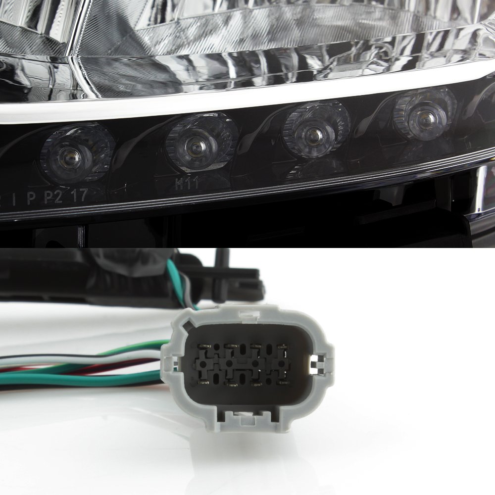 AKKON LED Daytime Running Lights for 2013-2015 Nissan Sentra - DRL Light Strips with Chrome Housing & Clear Lens (Pair) - Upgrade Your Headlights for Better Visibility & Style