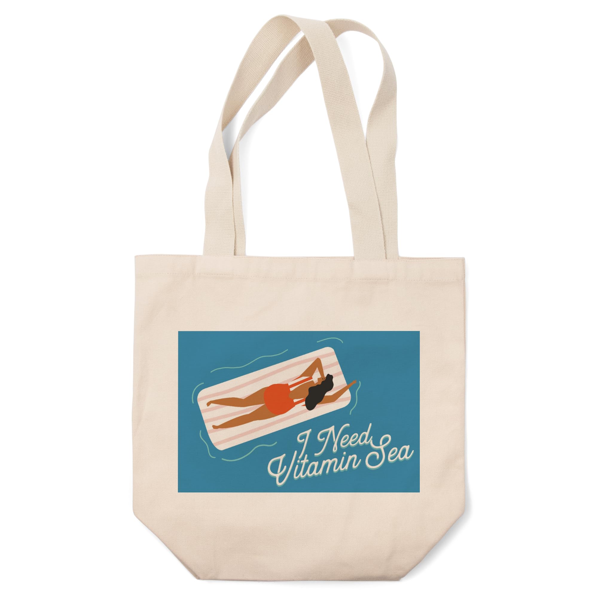 Lantern Press I Need Vitamin Sea - 100% Cotton Canvas Reusable Tote Bag for Beach, Shopping & Groceries | Eco-Friendly & Durable