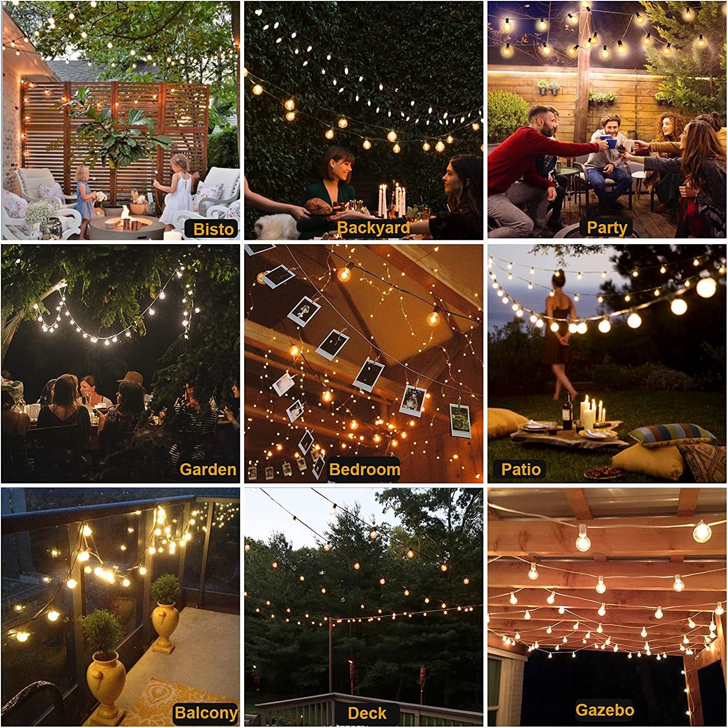 Abeja 100FT Outdoor String Lights - 52 Dimmable G40 Shatterproof LED Bulbs, 2700K Warm White Waterproof Connectable Patio Lights for Backyard, Garden, Wedding, Party & Porch Decor