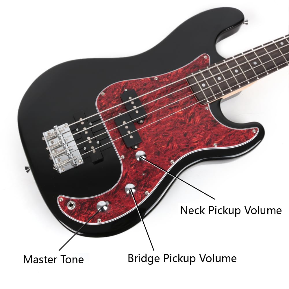 **Full Size 4-String Electric Bass Guitar Starter Kit with 10W Amp, Gig Bag, Picks, Capo & Noise-Free Cable – Perfect for Beginners & Practice Sessions (Black)**