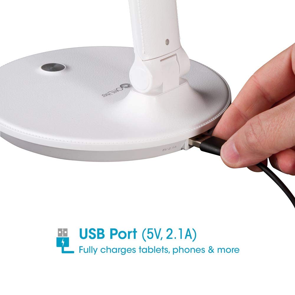 OttLite Emerge LED Desk Lamp with 2.1A USB Charging Port - Adjustable Brightness for Office, Study & Reading - Energy Efficient Task Lighting with Eye Care Technology