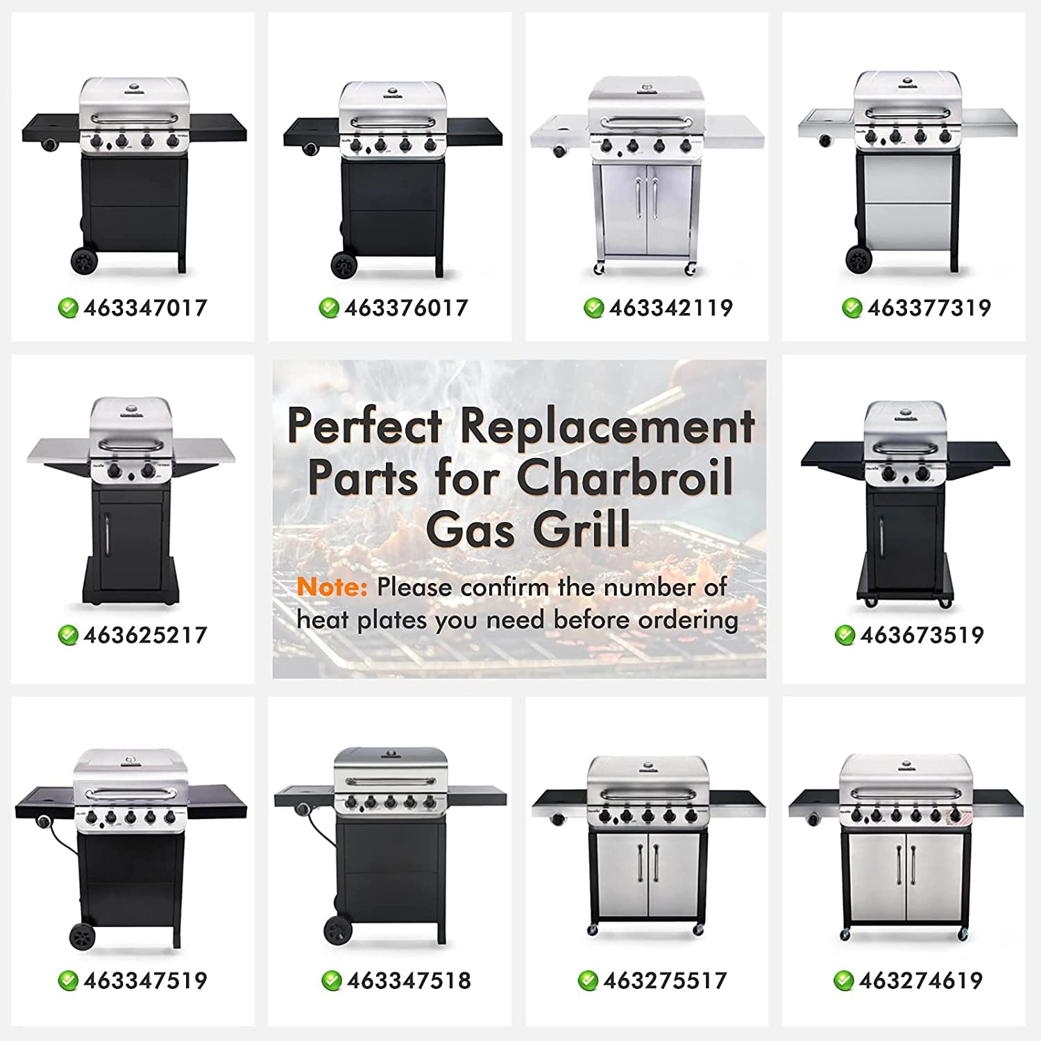 Char-Broil Performance 475 4-Burner Grill Replacement Parts - Heat Plates, Burners, Carryover Tubes & Igniters (Compatible Models: 463347017, 463335517, 463342119, 463276517, 463244819) - Perfect for Outdoor BBQ, Backyard Cooking & Grill Maintenance